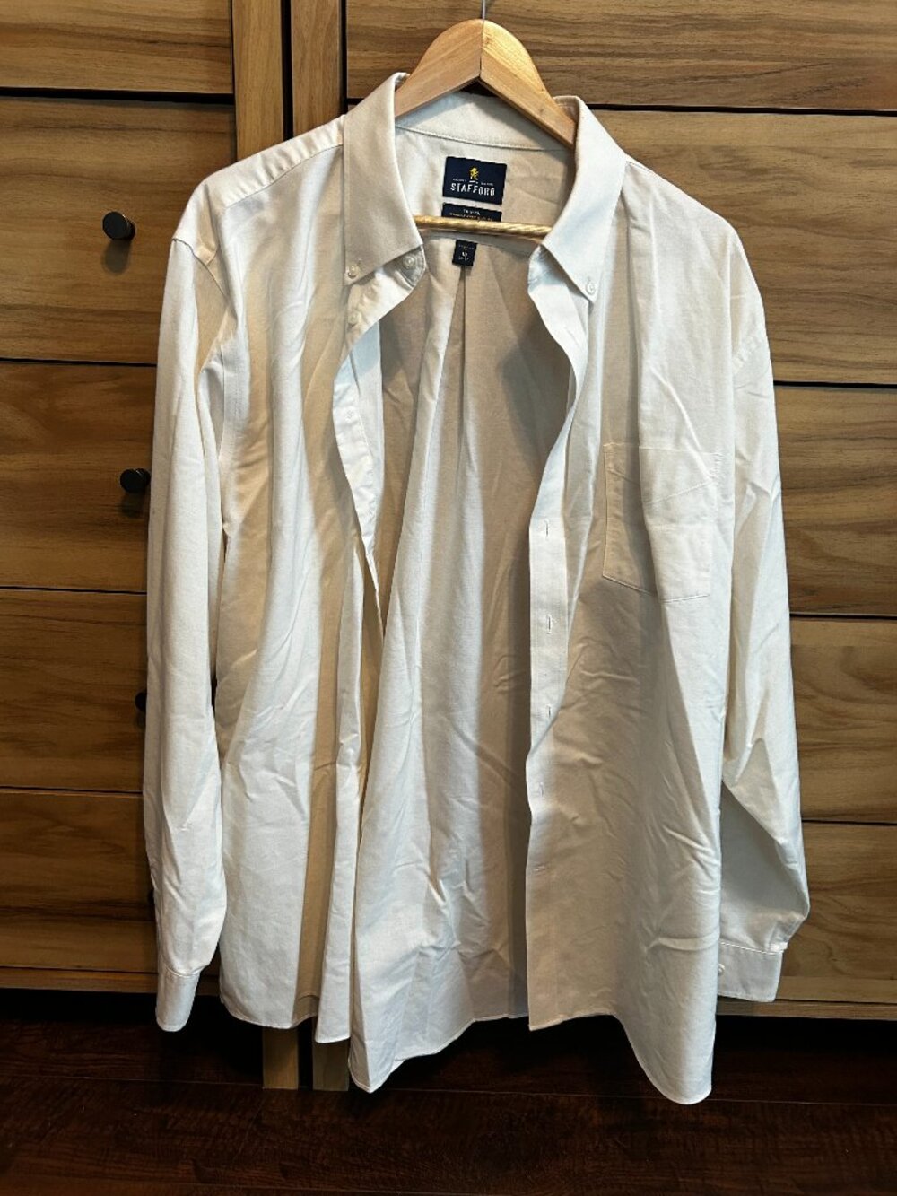 Stafford Ecru Travel Oxford Button Down 18-36/37